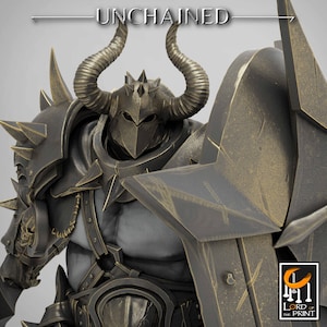 Heavy Chaos Knight Army | Oathbreaker Paladin, Sword and Shield | 28mm, 32mm,75mm Scales, 100mm Tall | Dungeons and Dragons | Pathfinder |