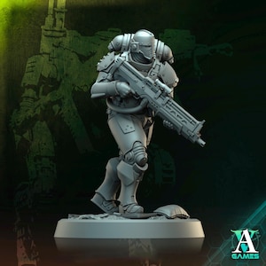 Sci-Fi Miniature Space Soldier Argo Commando |  28mm,32mm Scales & 54mm,75mm,100mm TALL | Resin Mini | Shocktrooper TPG | Archvillain Games