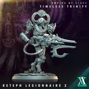 Sci-Fi Miniature Robot Legionnaire, Timeless Trinity | Base Diameter Sizes: 25mm,32mm, 50mm, 65mm,80mm | Resin Mini | Archvillain Games