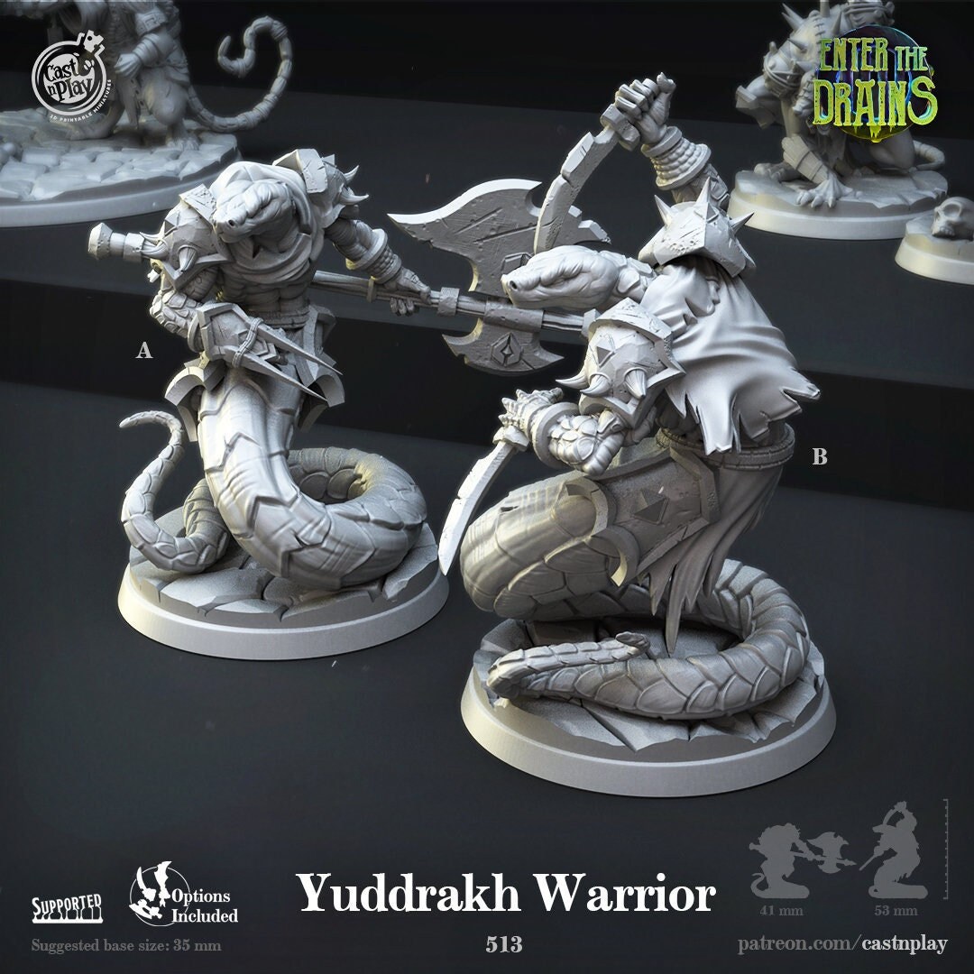 Yuanti Pureblood Serpentfolk Ranged 70mm Tall Available 28mm, 32mm
