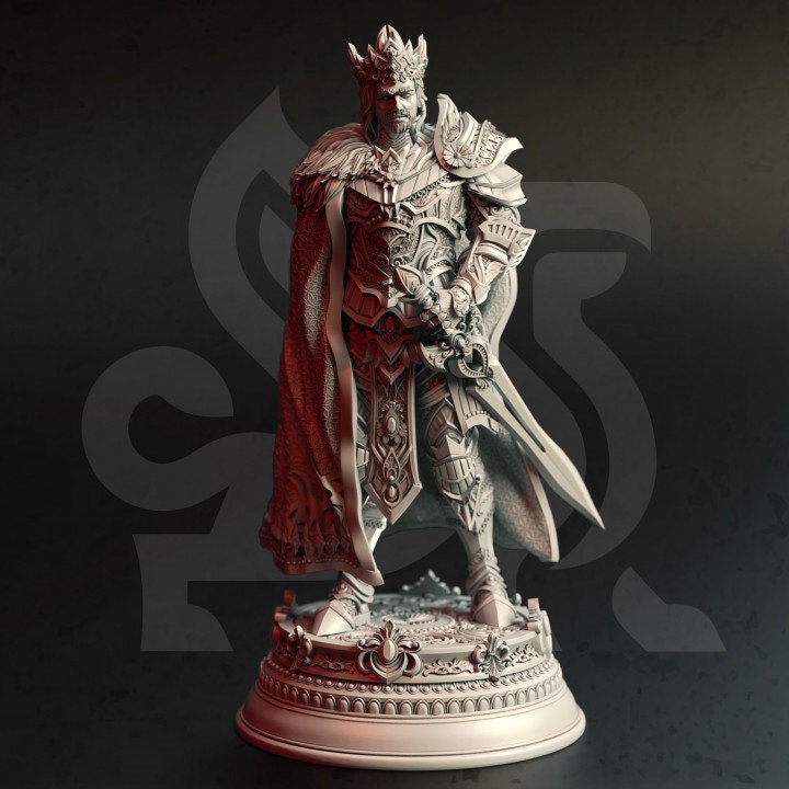 Human Paladin King Unpainted Miniature | 5 Sizes /scales | Pathfinder ...