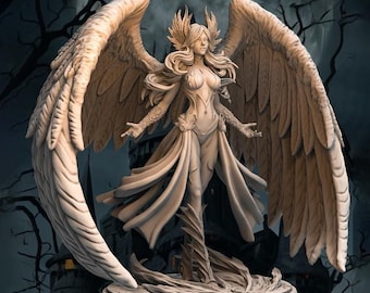 Female Angel Celestial Paladin PC NPC Miniature NSFW Topless versions | 5 Sizes/Scales | DnD |Unpainted