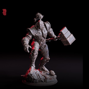 Warforged Paladin, Fighter, Battle Hammer Miniature | 5 Sizes /Scale | D&D Pathfinder