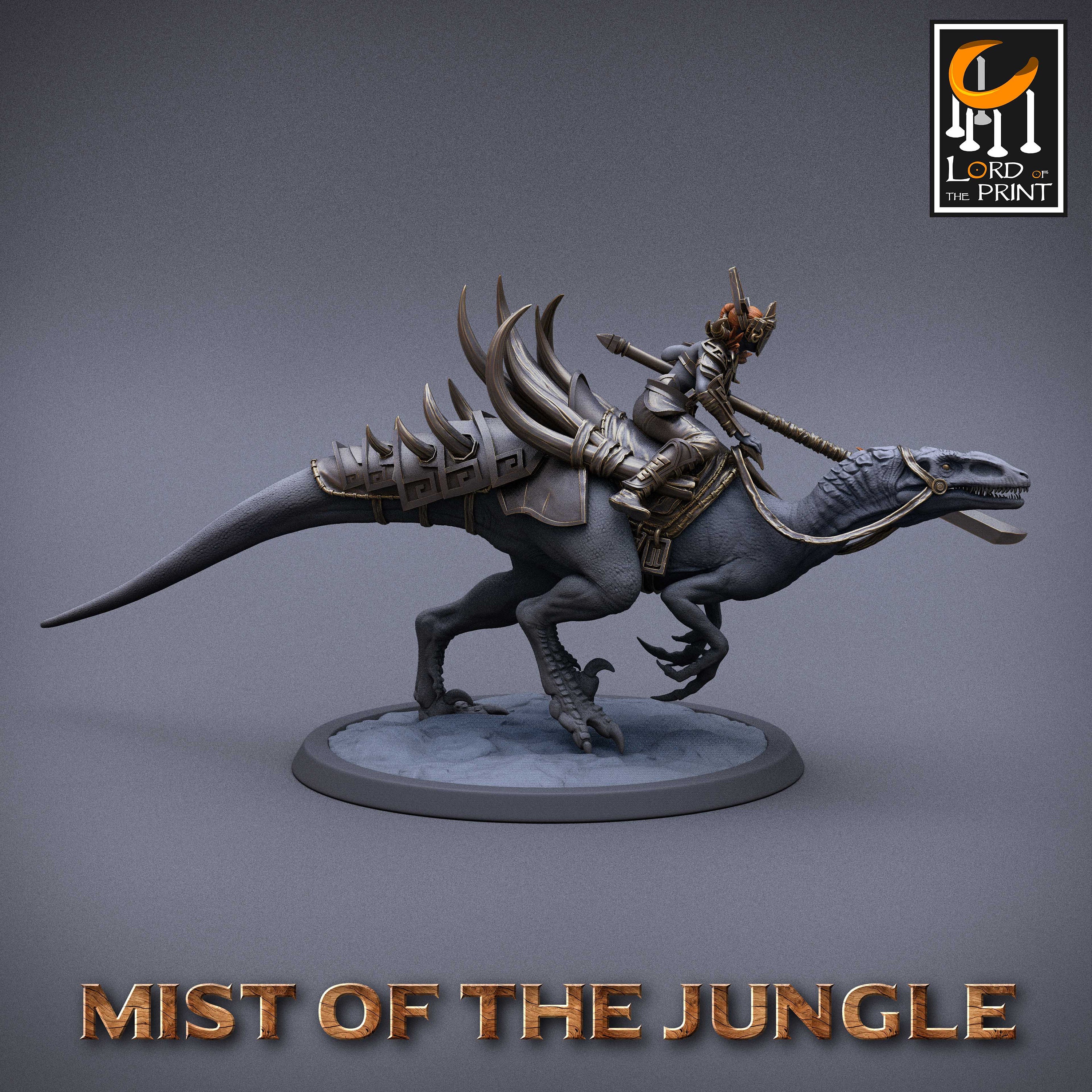 Amazon Fighter Ranger With Spear on Running Raptor | Dungeons and ...