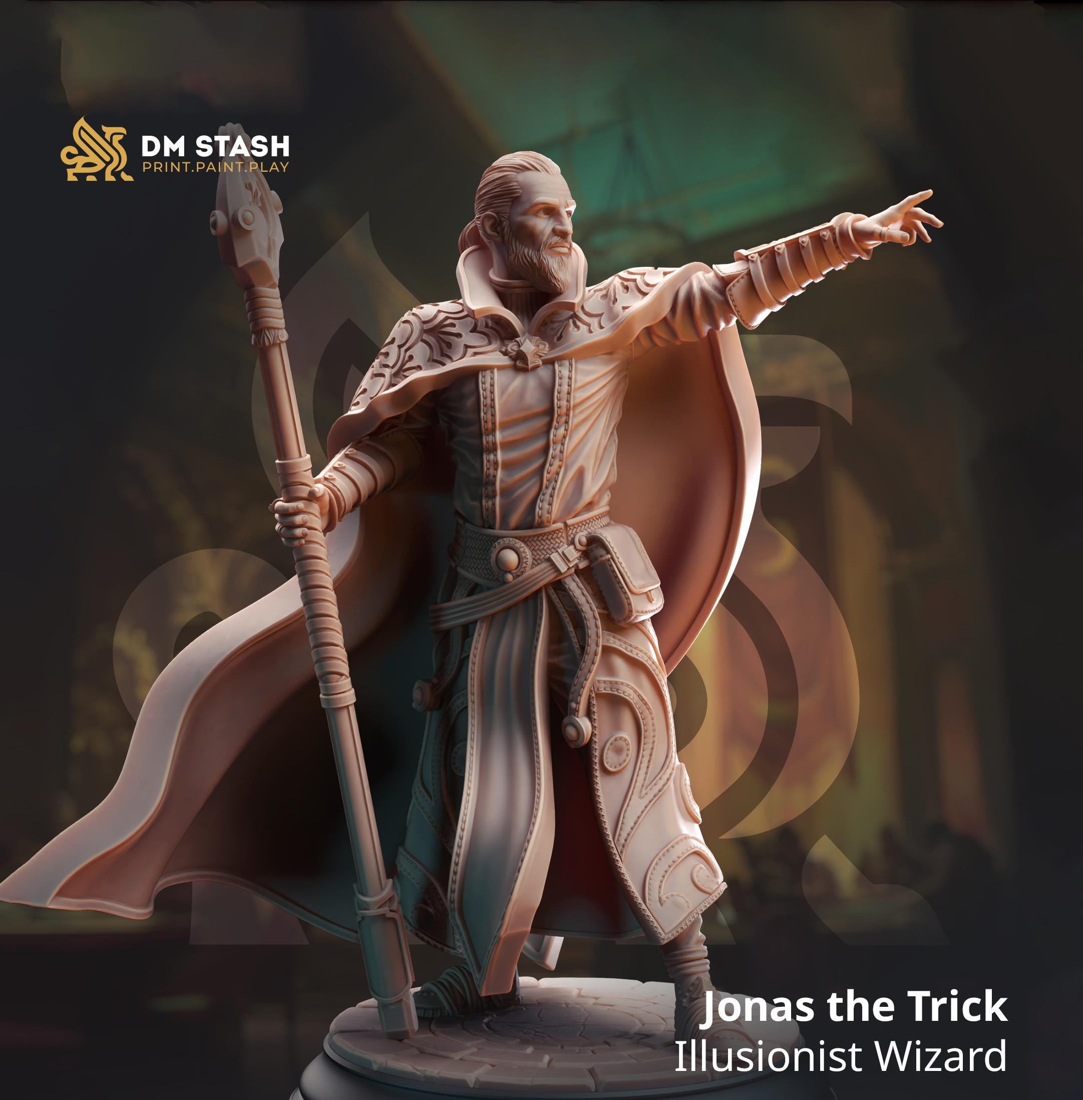 Menschliche Illusionist Magier, Hexenmeister, Zauberer PC/NPC Harz Figur | 28 mm, 32 mm,54 mm,75 mm, 100 mm Skalen | Dungeons and Dragons 5E | DM Versteck
