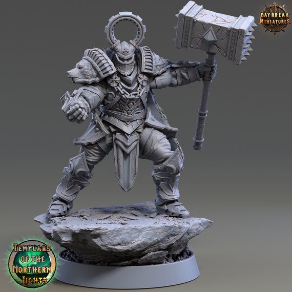 Caedes Divine Paladin Miniature For D&D – Conquest Cleric Fighter, Ready To Paint