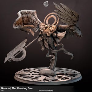 Human Winged Paladin, Angel Fighter Polearm | Miniature | 28mm, 32mm,54mm,75mm,100mm Scales | Pathfinder Figure | DnD | Figurine unpainted |
