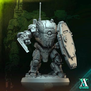 Sci-Fi Heavy Terminator Battle Mech Unpainted Resin | 40mm, 50mm, 65mm 80mm BASE SIZES | Argo Bulwark Morior Invictus | Archvillain Games