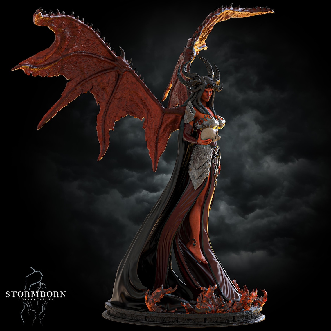 Female Demon Fiend Winged Warlock Miniature D&D 5e Pathfinder Unpainted ...