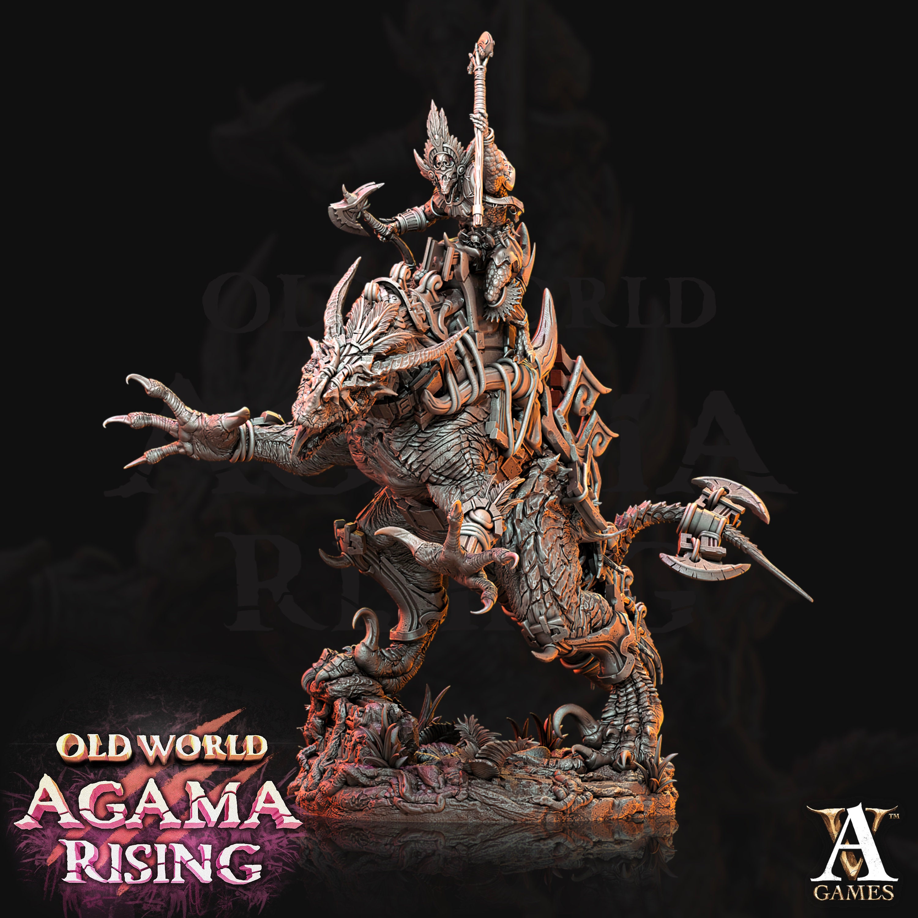 竜*様 nomadik777G Ｌsize Lizardman - Lizard Folk on T-rex 175mm Tall | 75mm Intricate