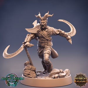 Tiefling Fighter Battle Master Two-weapon Style | 28mm, 32mm, 75mm Scale Resin Miniature | Dungeons and Dragons | Pathfinder |