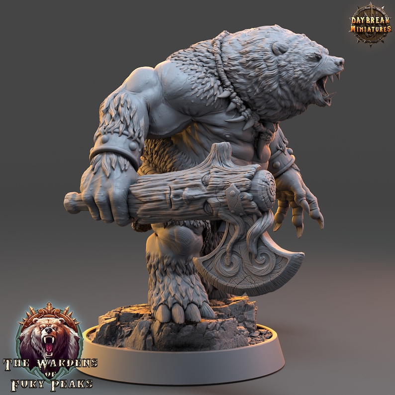 Werebear Size Example Bearfolk Werebear With Axe Humanoid | Scales: 4 Sizes | D&D 5e Megaboss ...