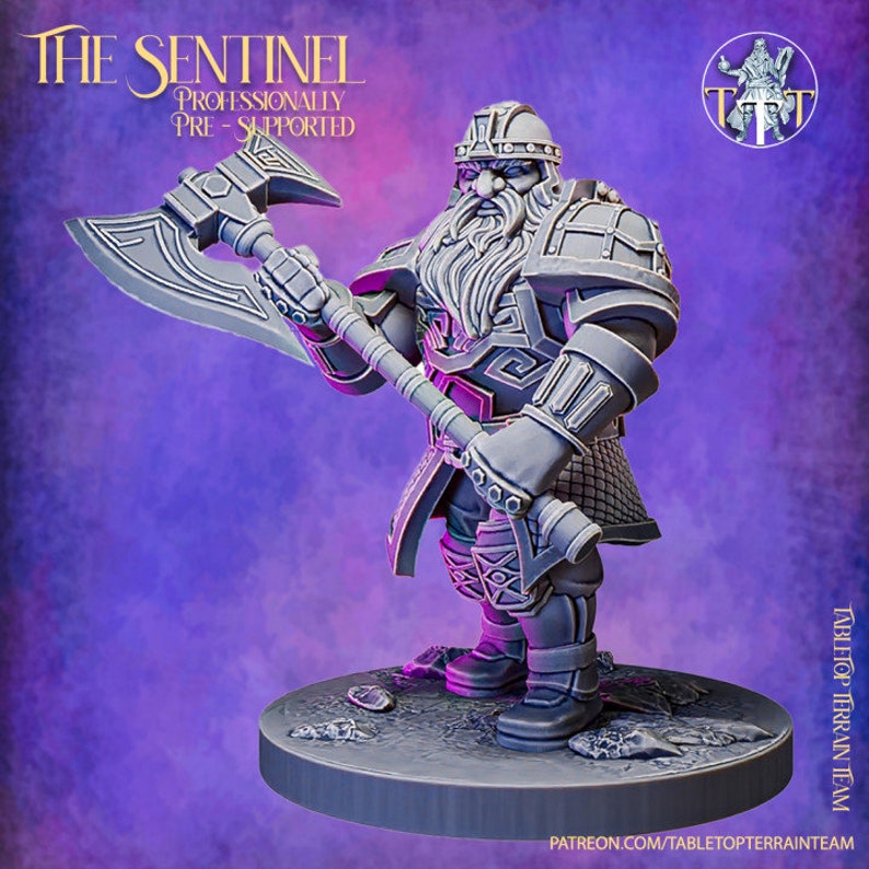 Dwarf Fighter Paladin Great Axe Dungeons and Dragons Resin Etsy