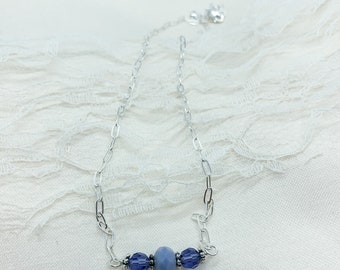 Delicate, Swarovski Crystal, Sterling Silver 16 inch Necklace