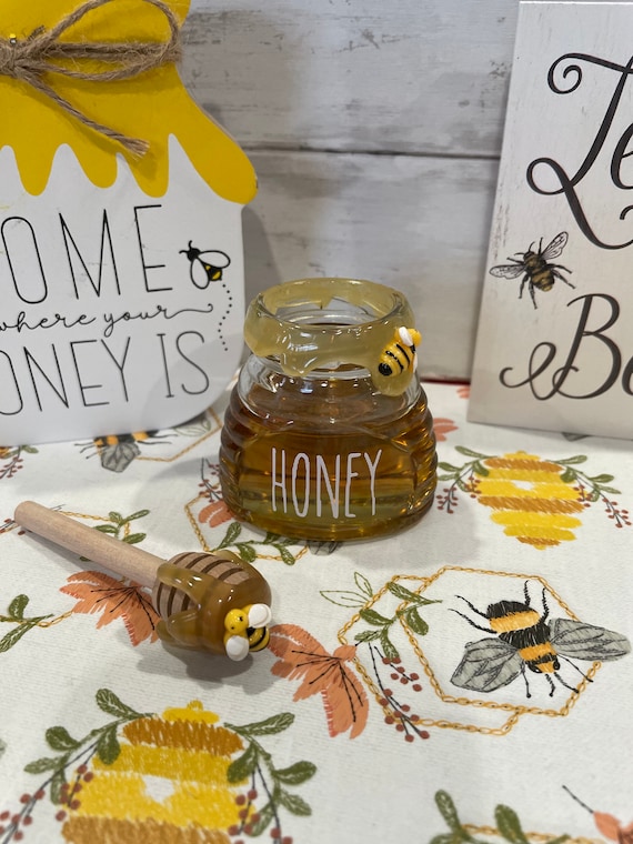 Bee Tiered Tray Decor with Wooden Fake Honey Hive Dippers Bumble Bee Gifts  fo