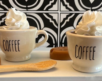 Mini Coffee Mug With Faux Whipped Cream/ Fake Drink/ Tiered Tray Decor/ Rae Dunn Inspired/ Kitchen Decor/ Coffee Lover/ Mini Mug