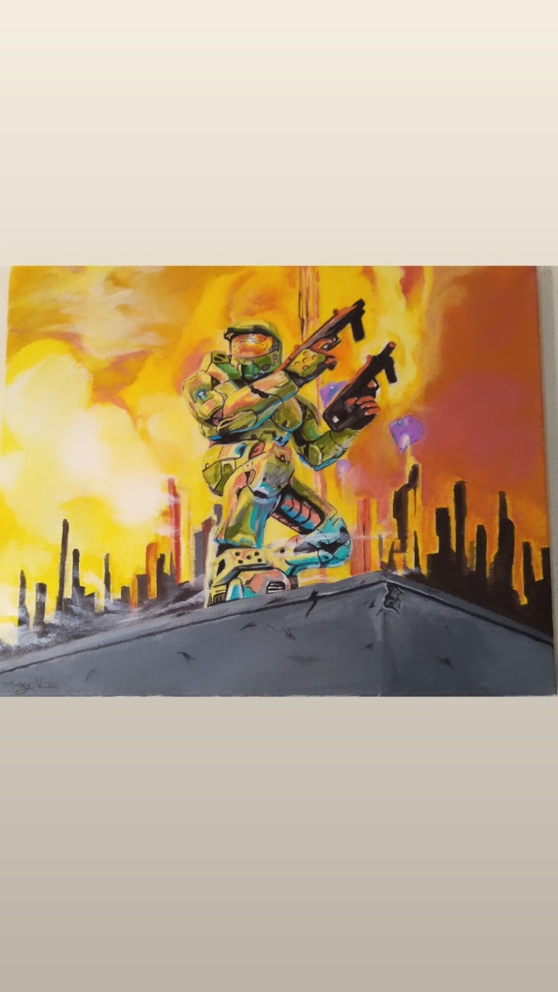 Halo 2 Acrylic Painting on Canvas Etsy