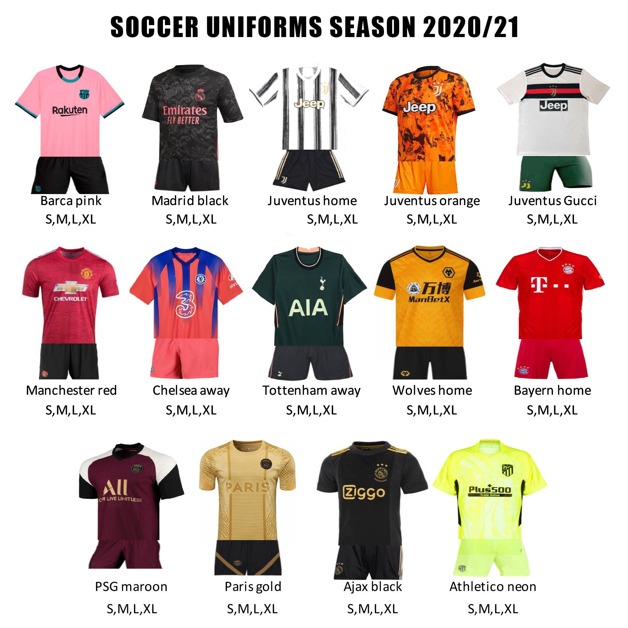 Soccer Team Uniforms Set Soccer Uniforms For Your Team Add Etsy