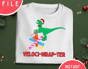 Veloci-Wrap-Ter Dinosaur PNG File: Christmas Wrapping (Digital Download)