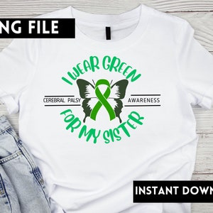 Indosso verde, Consapevolezza della paralisi cerebrale, CP, PNG, Bambini, File di taglio per Silhouette, File di taglio per Cricut, Digitale