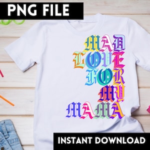 Verrückte Liebe für meine Mama PNG-Datei. Sofort Download. Muttertag. Babyparty. Bunt. Original. Trendig. Einfache Geschenkidee. Baby Strampelanzug.