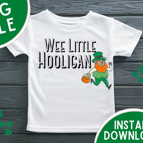 Wee Little Hooligan PNG, Saint-Patrick, mignon, T-shirt pour enfants, Silhouette de fichier coupé, Cricut, Numérique