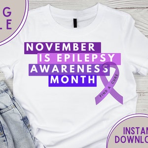 Novembre mese della sensibilizzazione sull'epilessia PNG, Nastro viola, Sostenitore, Combattente, File facile da tagliare, Download istantaneo, File digitale, Uomini, Donne, Bambini