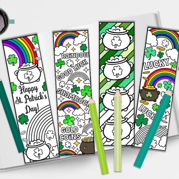 Saint Patrick's Day Coloring Bookmarks - Digital Bookmarks to Color - St. Patrick's Day Crafts - Kids/Adult Coloring - PDF Digital Download