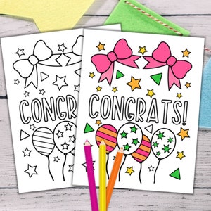 Cartes de félicitations à colorier - Cartes de voeux de félicitations à colorier - Félicitations - Coloriages pour enfants - Téléchargement numérique PDF