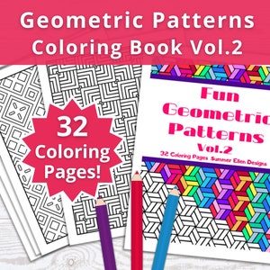 Geometric Coloring Book Pattern Coloring Adult Digital Abstract Coloring Books PDF Instant Download image 1