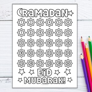 Ramadan Countdown Kalender - Kids Kleurplaten - Ramadan Advent - Ramadan Basket - Ramadan Activiteitenpagina's Afdrukbaar - PDF Digitale Download