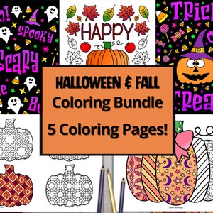 Halloween Coloring and Fall Coloring Pages - Fall Theme Coloring - Autumn Coloring Pages - Kids Coloirng Pages - PDF Instant Download
