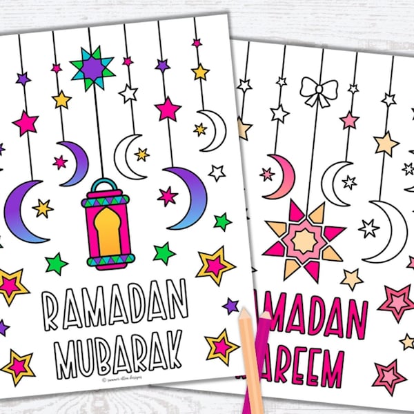 2 Ramadan Coloring Pages - Ramadan Printable for Kids and Adults - Ramadan Mubarak Coloring Pages -  Islamic Coloring - PDF Instant Download