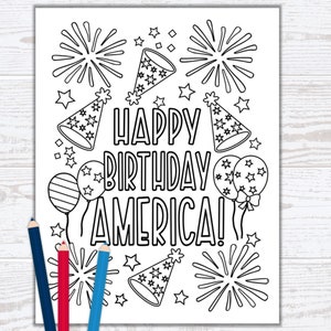 4th of July Coloring Page  - Kids & Adult Printable Coloring Page - Patriotic Coloring - Independence Day Activites - PDF Instant Download