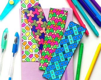 Coloring Bookmarks - Geometric Patterns for Coloring - Bold Coloring Pages - Intricate Coloring Pages - PDF Digital Download