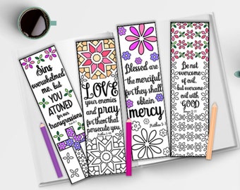 Bible Verse Bookmarks to Color - Forgiveness Bible Verses  - Bible Study Printables - Christian Bookmarks - PDF Instant Download