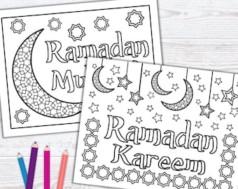 2 Ramadan Coloring Pages - Ramadan Printable for Kids and Adults - Ramadan Mubarak Coloring Pages -  Islamic Coloring - PDF Instant Download