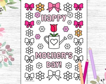 Happy Mother's Day Coloring Page for Kids - DIY Mother's Day Gift - Gifts from Kids - Printable Coloring Activity - PDF Digital Download