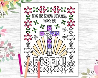 Printable Easter Coloring Page, Bible Verse Coloring Sheet, Sunday ...