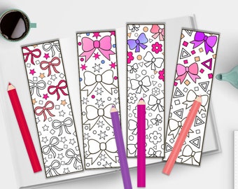Segnalibri da colorare con fiocco – Attività stampabile, per bambini e adulti (download PDF)