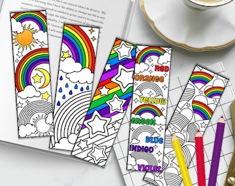 Segnalibri da colorare arcobaleno: design divertenti per bambini e adulti (PDF stampabile)