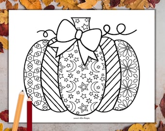 Pumpkin Coloring Page: Fall Autumn Relaxation (PDF Printable Download)