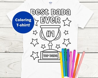 Best Baba Ever Coloring T-Shirt Gift from Kids - Father's Day Gift for Muslim and Arab Dads- Fun Father's Day Personalized Gift for Dad