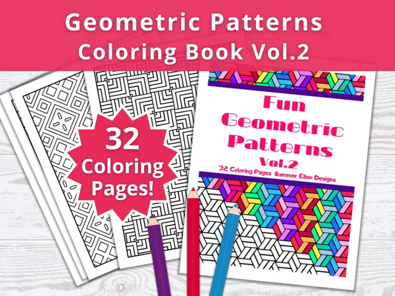 Geometrisch kleurboek Patroonkleuring Digitale abstracte kleurboeken voor volwassenen PDF Instant Download afbeelding 1