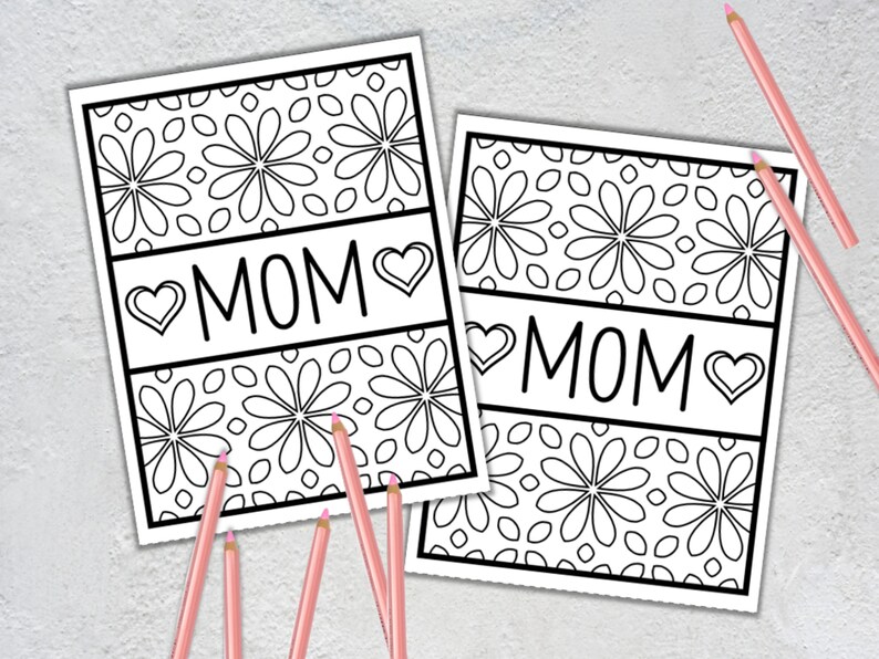 Mother's Day Coloring Cards for Mom Mom Coloring Card - Etsy