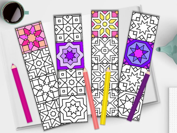 Mosaic Tile Patterns Coloring Bookmarks Geometric Coloring