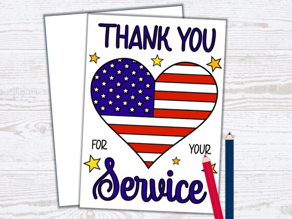 Veterans Day Thank You Card Veterans Day Craft Thank You Etsy