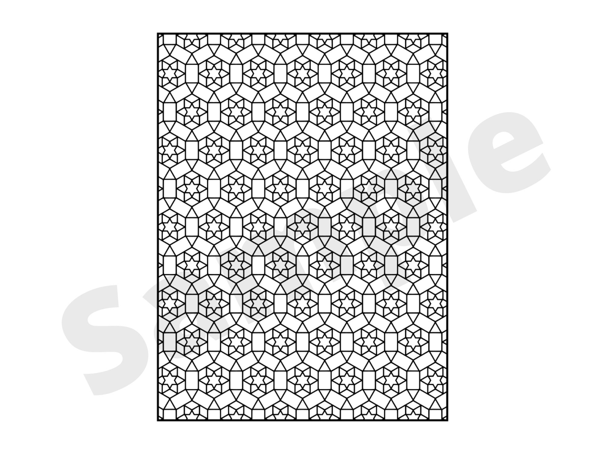 Geometric Star Design Coloring Page Printable Adult Coloring | Etsy