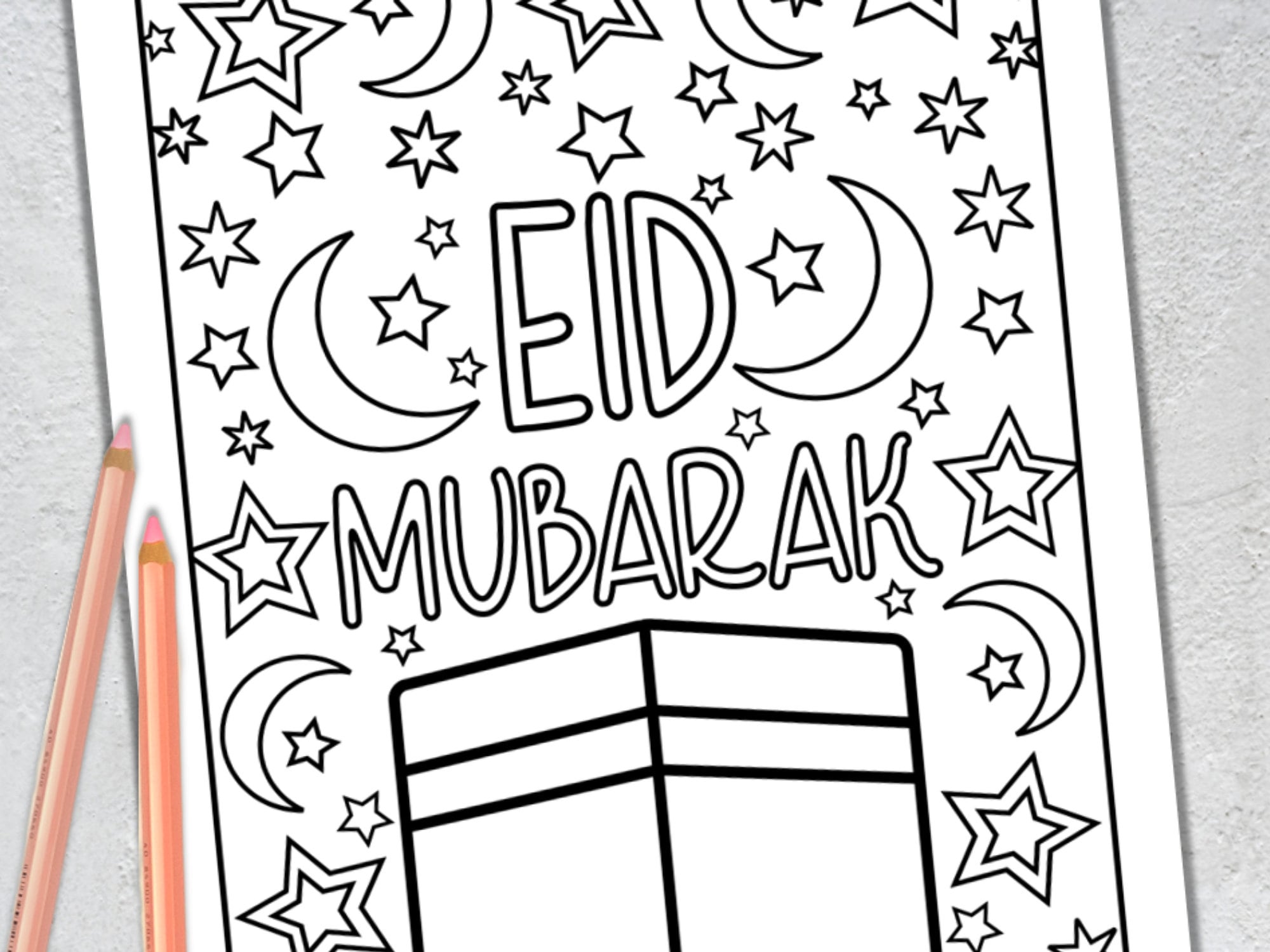 Kaaba Coloring Page for Eid Al-Adha Eid Mubarak Coloring | Etsy