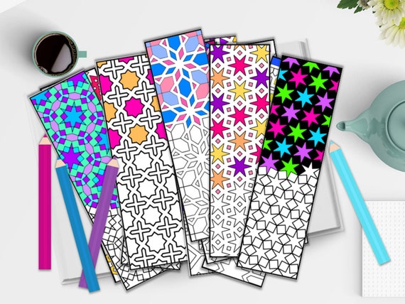 Mosaic Tile Patterns Coloring Bookmarks Geometric Coloring